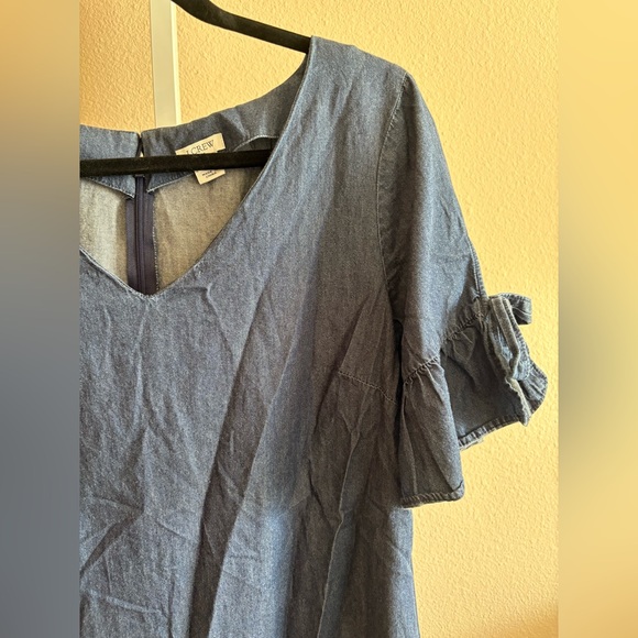 J. Crew Chambray Mini Dress with Bow Detail - Picture 3 of 4
